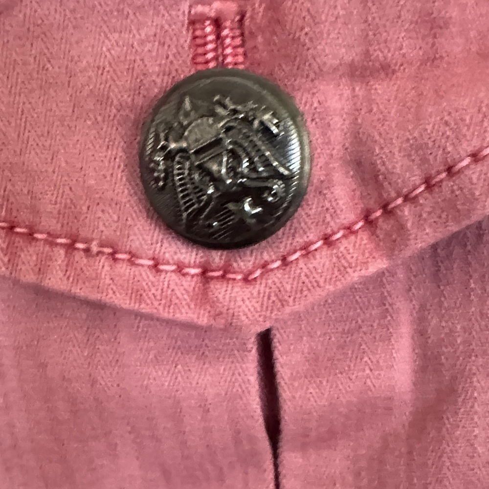 Free People Dusty Rose Pleated Cropped Denim Jacket - Picture 4 of 7